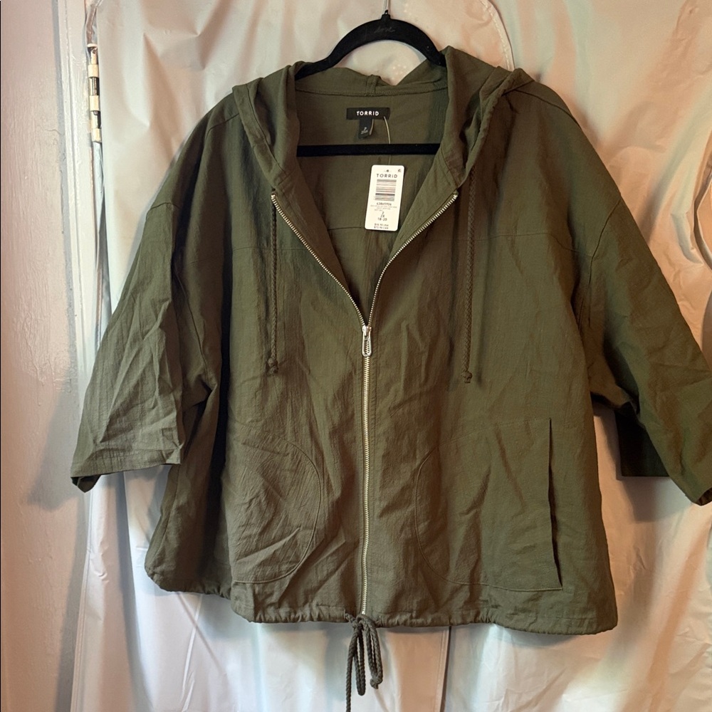 Torrid Khaki Hooded Utility Jacket